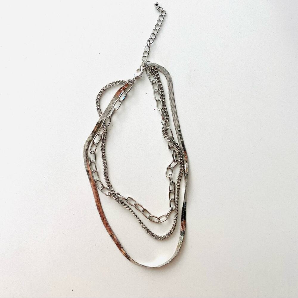 Nordstrom Revolve Silver Layered Multi Strand Lin… - image 1